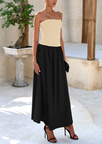 PRETTYGARDEN Women Strapless Elegant Going Out Maxi Dresses