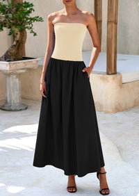 PRETTYGARDEN Women Strapless Elegant Going Out Maxi Dresses