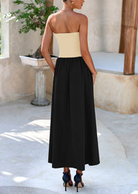 PRETTYGARDEN Women Strapless Elegant Going Out Maxi Dresses