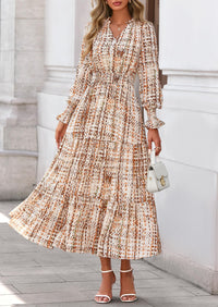 PRETTYGARDEN Women's Floral Maxi Dress Spring Long Sleeve V Neck Casual A Line Long Flowy Boho Party Dresses