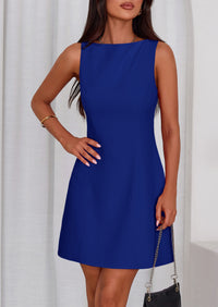 PRETTYGARDEN Womens Formal Short Dresses Summer Sleeveless Boat Neck A Line Elegant Mini Cocktail Party Dress