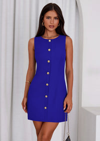 PRETTYGARDEN Work Dresses for Women Spring Business Formal Short Dress Sleeveless Button Down Elegant Office Outfits