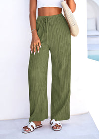 PRETTYGARDEN Womens Palazzo Pants Summer Fashion High Waisted Wide Leg Drawstring Flowy Beach Trousers with Pockets PRETTYGARDEN