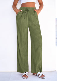 PRETTYGARDEN Womens Palazzo Pants Summer Fashion High Waisted Wide Leg Drawstring Flowy Beach Trousers with Pockets PRETTYGARDEN