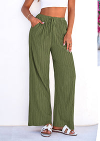 PRETTYGARDEN Womens Palazzo Pants Summer Fashion High Waisted Wide Leg Drawstring Flowy Beach Trousers with Pockets PRETTYGARDEN