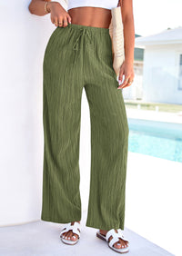 PRETTYGARDEN Womens Palazzo Pants Summer Fashion High Waisted Wide Leg Drawstring Flowy Beach Trousers with Pockets PRETTYGARDEN