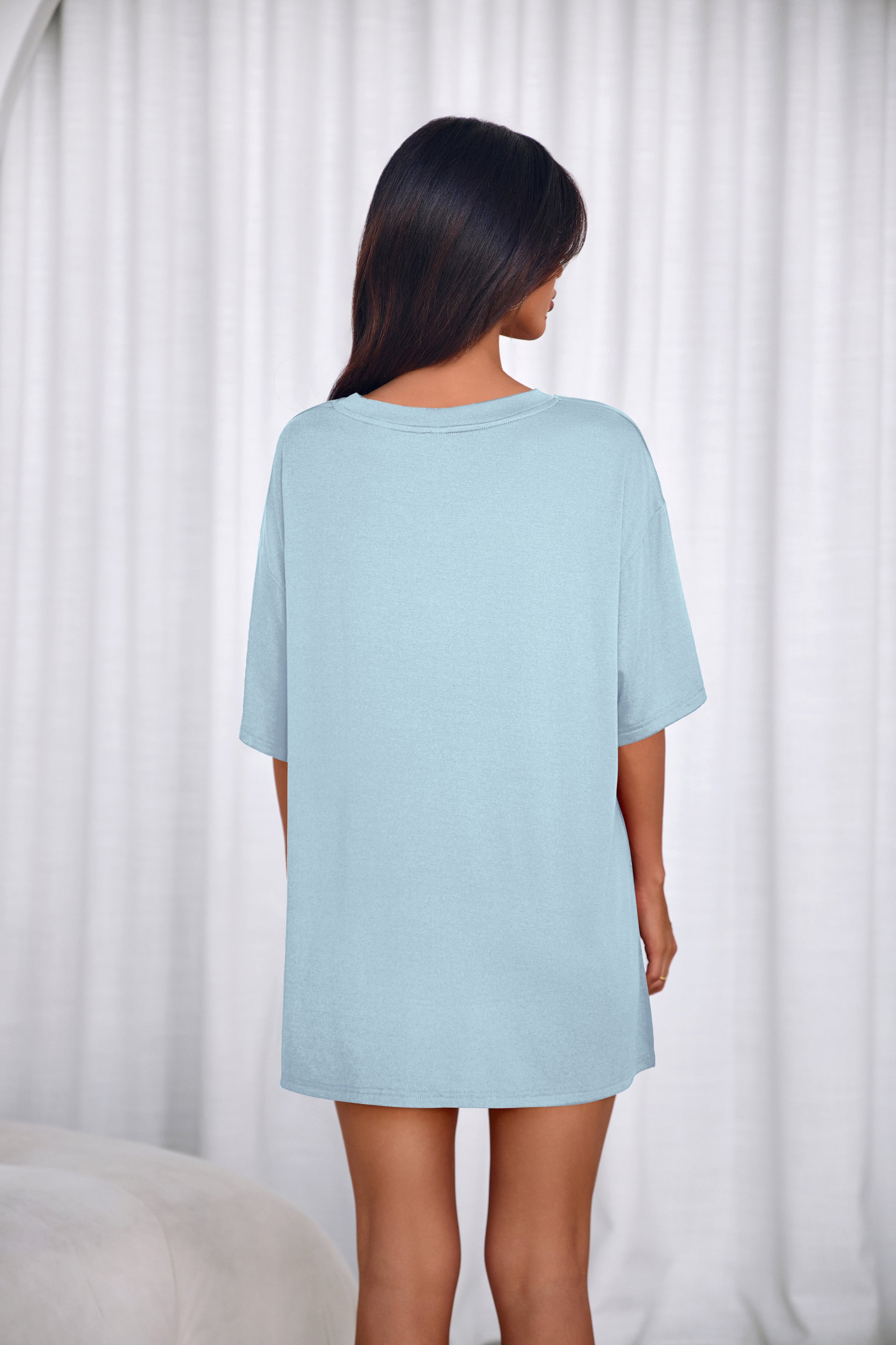 PRETTYGARDEN 2 Piece Sets for Women Summer Lounge Short Set Spring Matching Biker Shorts V Neck Oversized Shirt Clothing PRETTYGARDEN