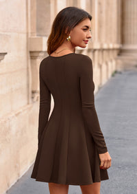 PRETTYGARDEN Fall Cocktail Dresses for Women Elegant Classy Wedding Guest Long Sleeve Homecoming Party A Line Mini Dress