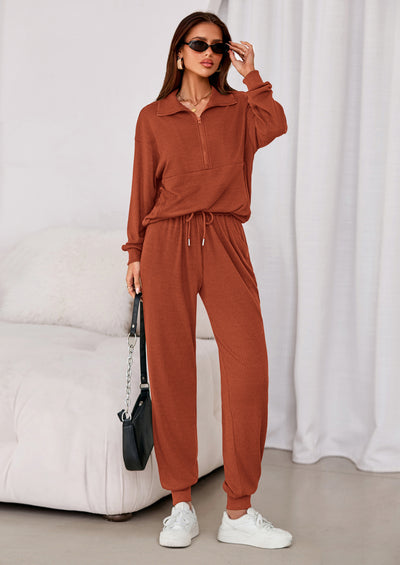 PRETTYGARDEN Women's Fall 2 Piece Lounge Sets Zip Up Sweatshirt Jogger Pants Sweat Track Suits Travel Outfit Winter Clothing