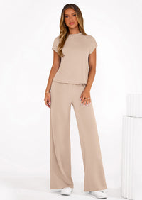 PRETTYGARDEN Womens 2 Piece Outfits Casual Cap Sleeve Lounge Set Summer Tracksuits Matching Sets Beach Fashion Travel Clothes PRETTYGARDEN