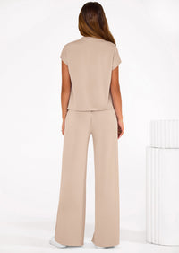 PRETTYGARDEN Womens 2 Piece Outfits Casual Cap Sleeve Lounge Set Summer Tracksuits Matching Sets Beach Fashion Travel Clothes PRETTYGARDEN