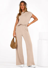 PRETTYGARDEN Womens 2 Piece Outfits Casual Cap Sleeve Lounge Set Summer Tracksuits Matching Sets Beach Fashion Travel Clothes PRETTYGARDEN