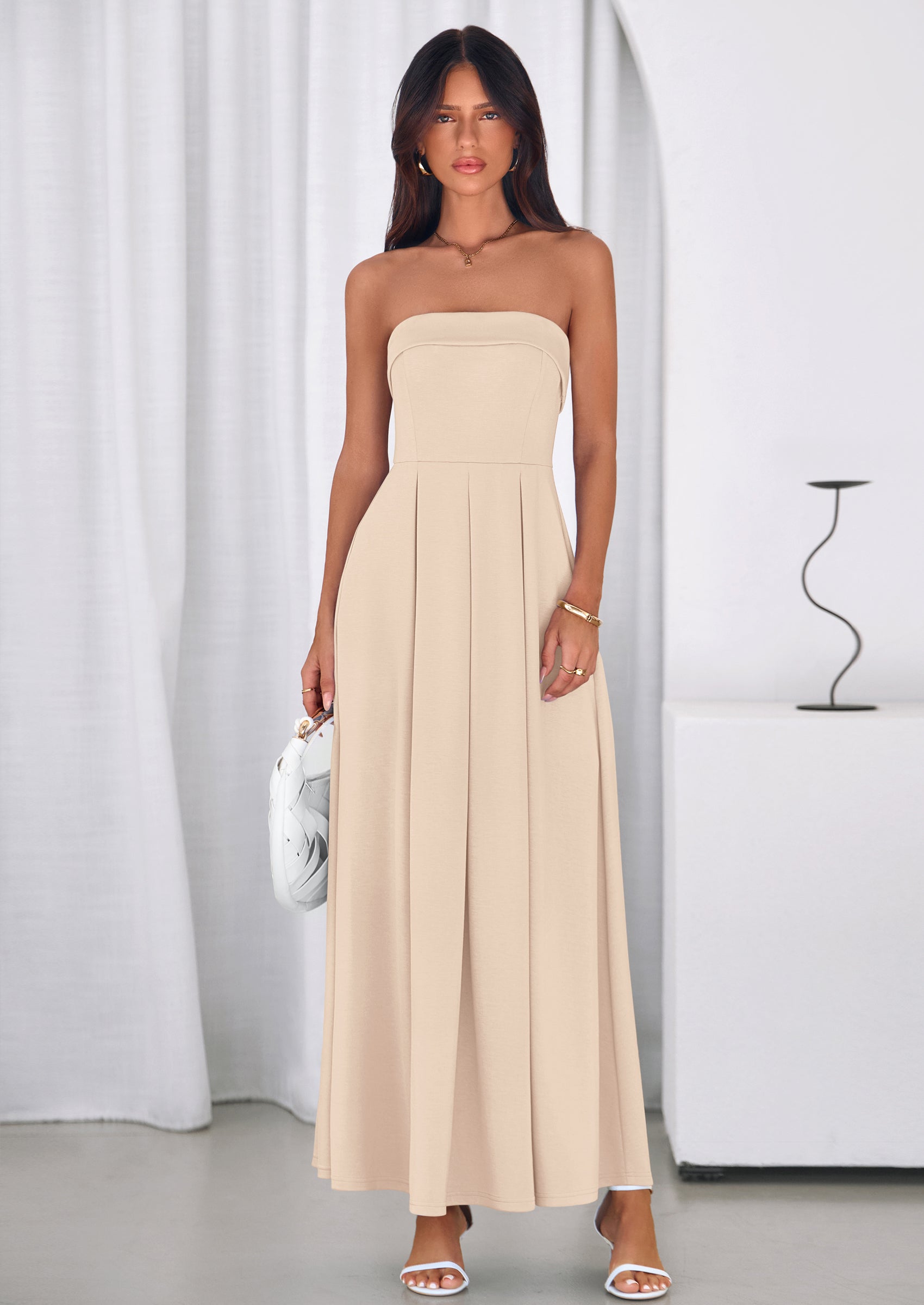 PRETTYGARDEN Cocktail Dresses for Women Summer Formal Elegant Tube Top Strapless Spring Wedding Guest Party Midi Dress PRETTYGARDEN