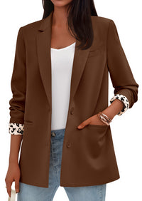 PRETTYGARDEN Blazers for Women Fall Work Office Suit Jackets Dressy Open Front Leopard Blazer Business Casual Outfits