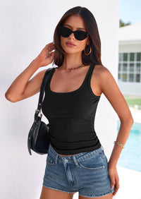 PRETTYGARDEN Womens Summer Tops Spring Cute Sleeveless Scoop Neck Workout Tank Top Casual Ribbed Knit Basic Cami Shirts PRETTYGARDEN