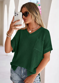 PRETTYGARDEN Women's Spring Short Sleeve Sweaters Lightweight V Neck Casual Going Out Summer T PRETTYGARDEN