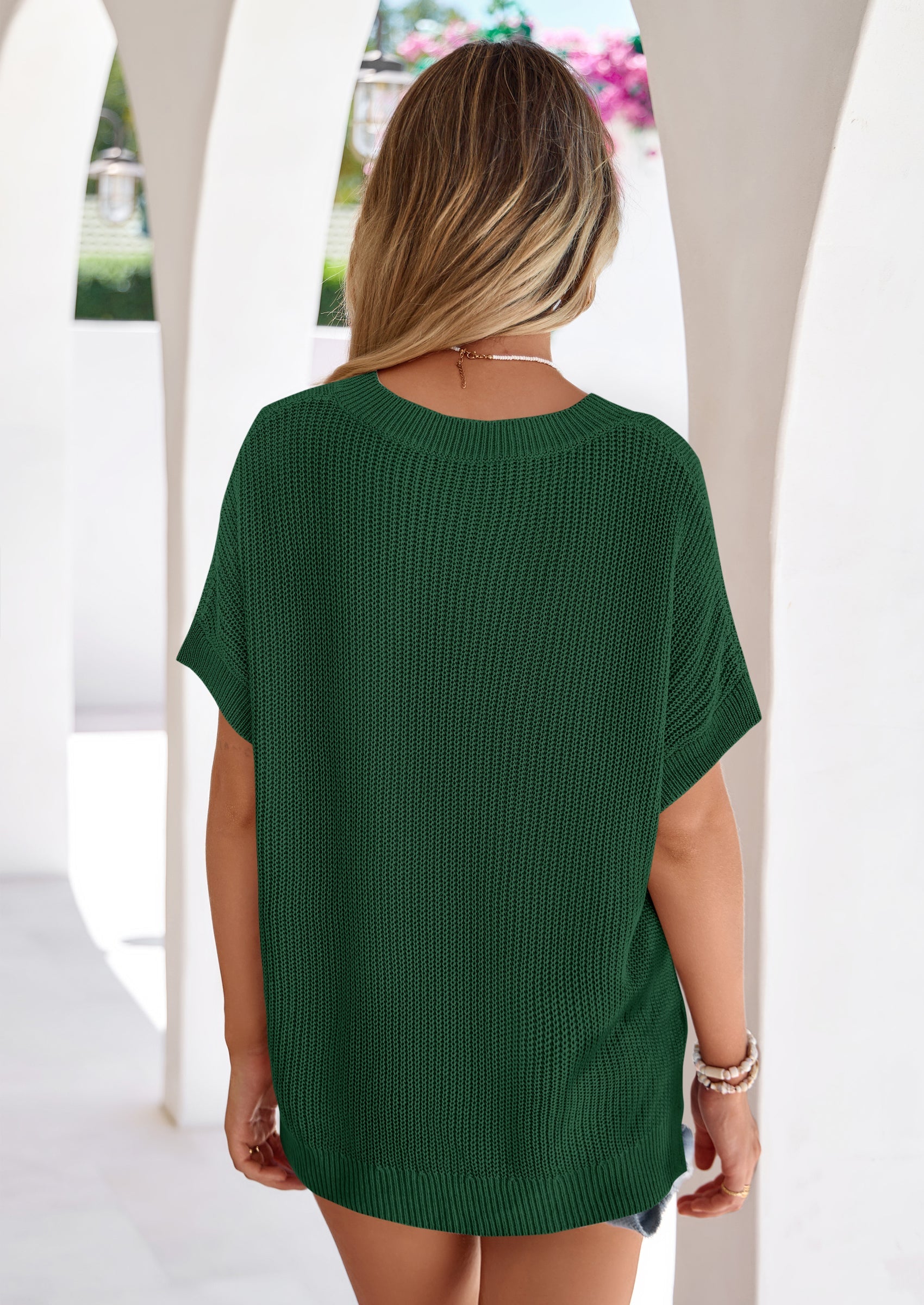 PRETTYGARDEN Women's Spring Short Sleeve Sweaters Lightweight V Neck Casual Going Out Summer T PRETTYGARDEN