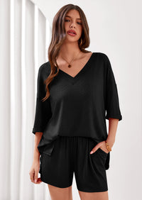 PRETTYGARDEN Womens 2 Piece Sets Oversized Vneck Half Sleeve Tops Shorts Lounge Set Casual Summer Travel Beach Outfits PRETTYGARDEN