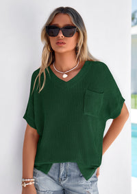 PRETTYGARDEN Women's Spring Short Sleeve Sweaters Lightweight V Neck Casual Going Out Summer T PRETTYGARDEN