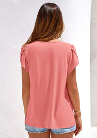 PRETTYGARDEN Summer Tops for Women Short Sleeve Crew Neck Pleated T Shirts Dressy Casual Blouses Spring Fashion Clothes PRETTYGARDEN