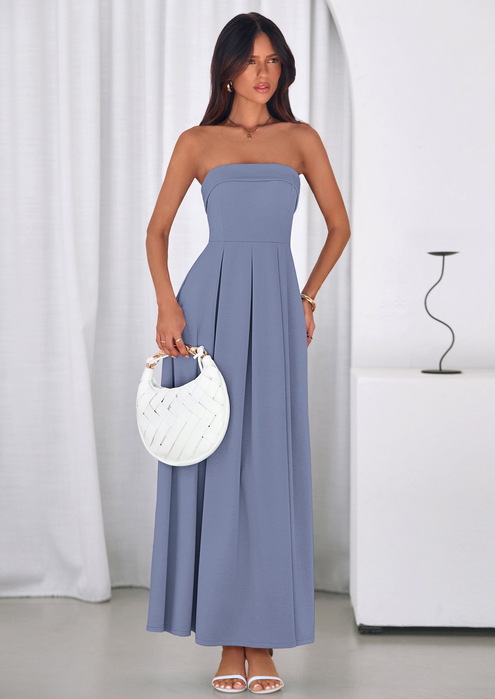 PRETTYGARDEN Cocktail Dresses for Women Summer Formal Elegant Tube Top Strapless Spring Wedding Guest Party Midi Dress PRETTYGARDEN