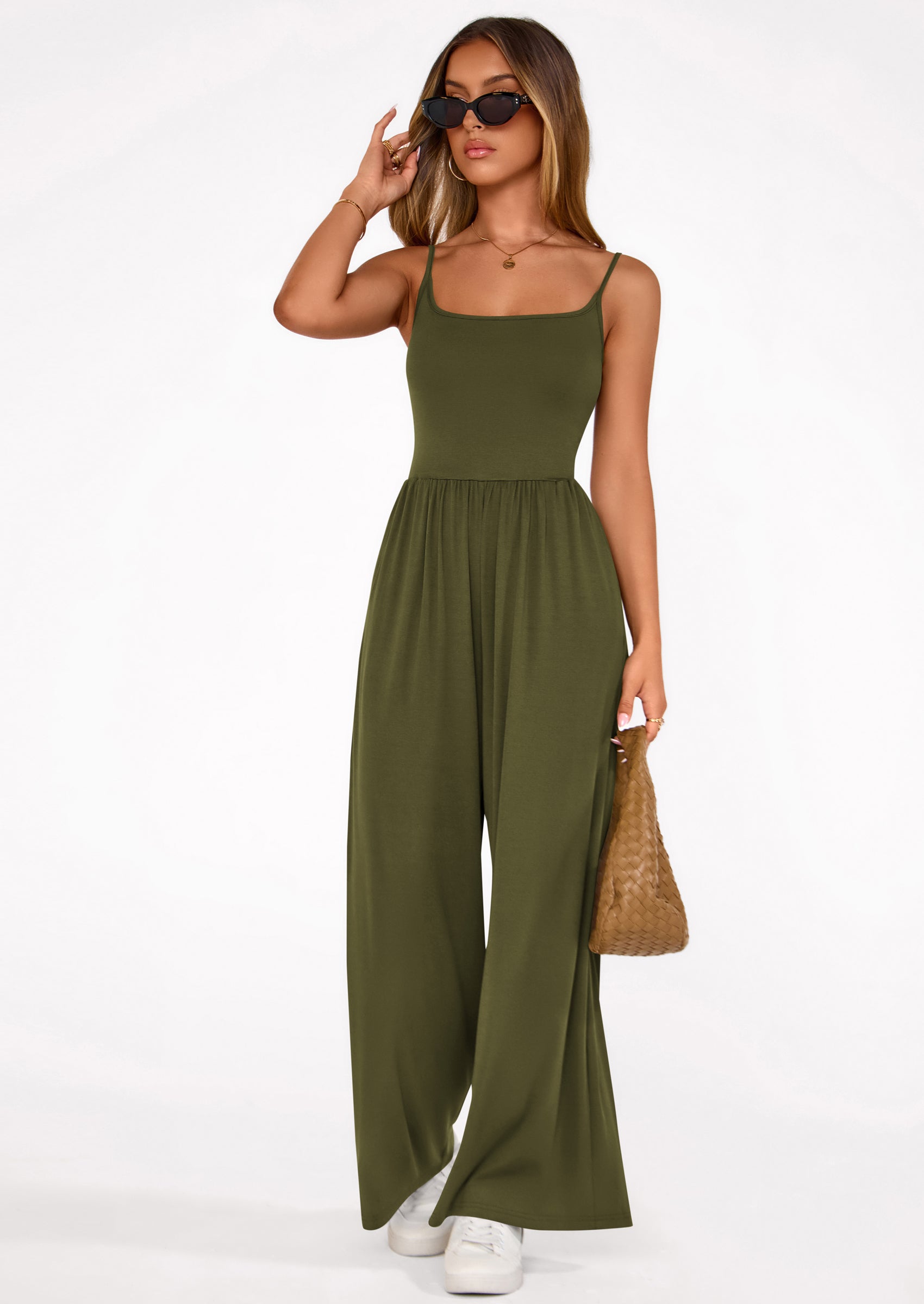 PRETTYGARDEN Summer Jumpsuits for Women Casual Wide Leg Date Night Rompers Sleeveless Beach Vacation One Piece Outfits PRETTYGARDEN