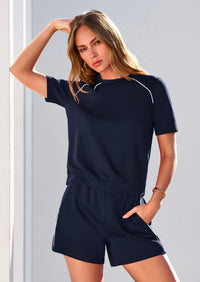 PRETTYGARDEN Sweatsuits Women 2 Piece Outfit Summer Lounge Shorts Sets Matching Spring Travel Beach Vacation Clothes PRETTYGARDEN