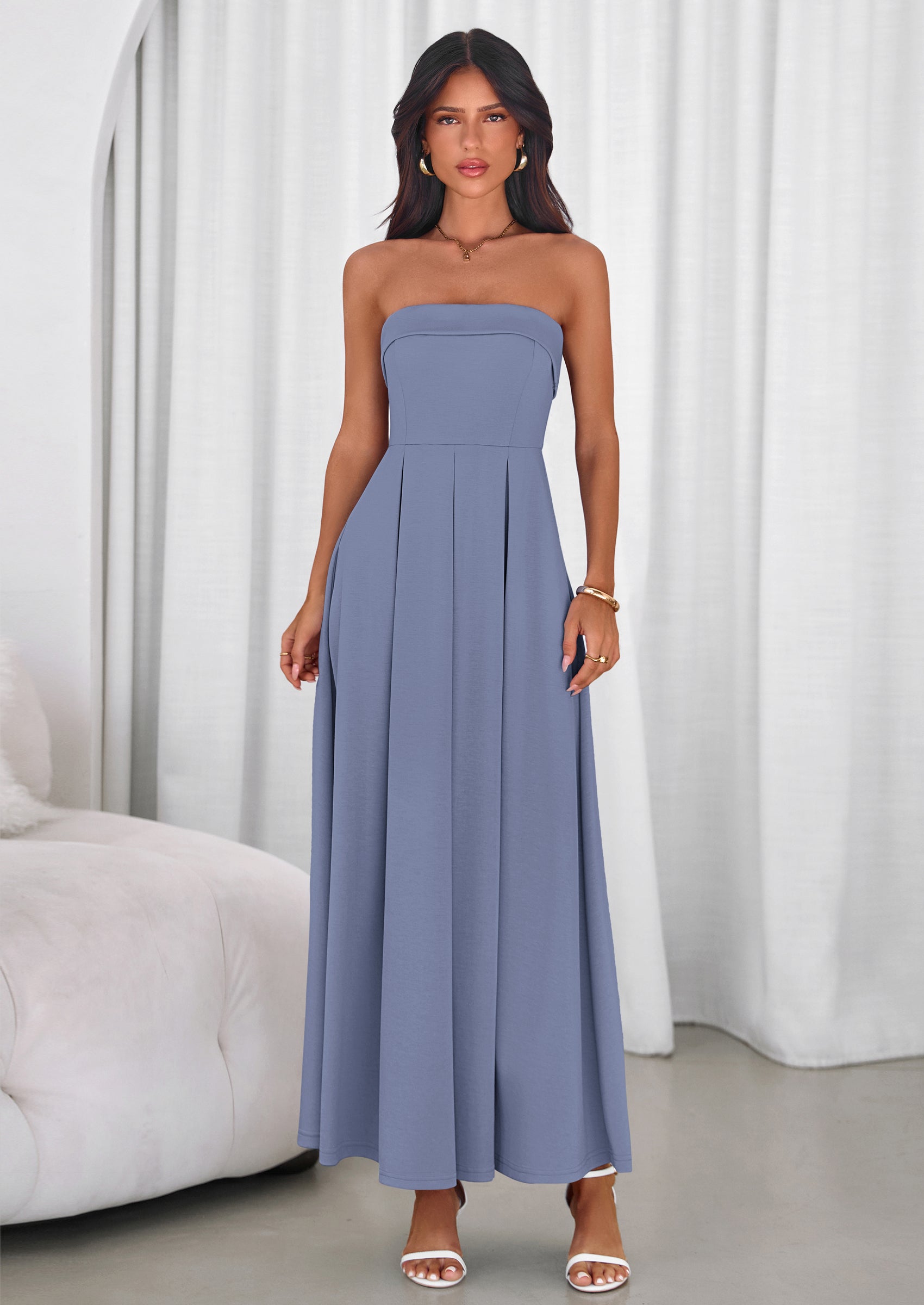 PRETTYGARDEN Cocktail Dresses for Women Summer Formal Elegant Tube Top Strapless Spring Wedding Guest Party Midi Dress PRETTYGARDEN