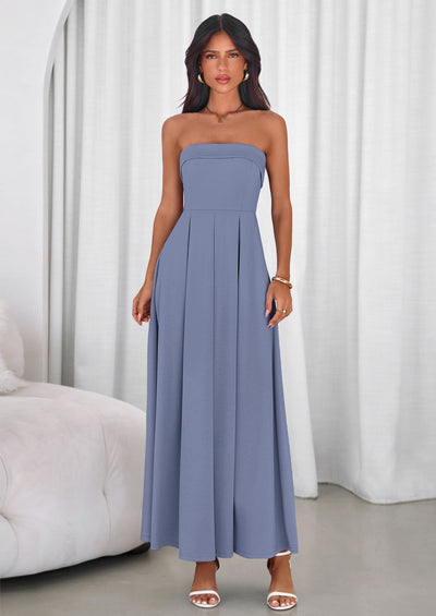 PRETTYGARDEN Cocktail Dresses for Women Summer Formal Elegant Tube Top Strapless Spring Wedding Guest Party Midi Dress PRETTYGARDEN