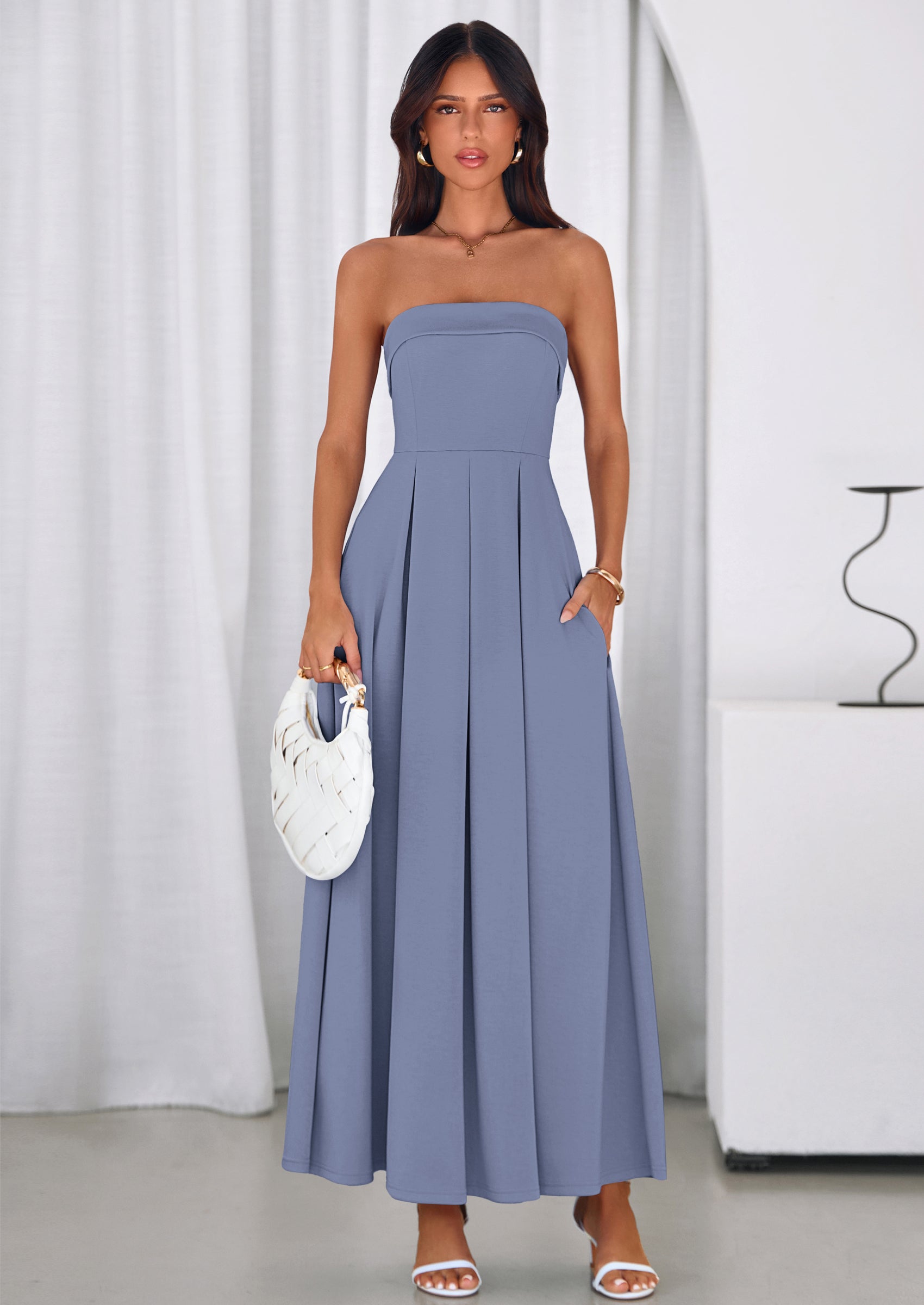 PRETTYGARDEN Cocktail Dresses for Women Summer Formal Elegant Tube Top Strapless Spring Wedding Guest Party Midi Dress PRETTYGARDEN