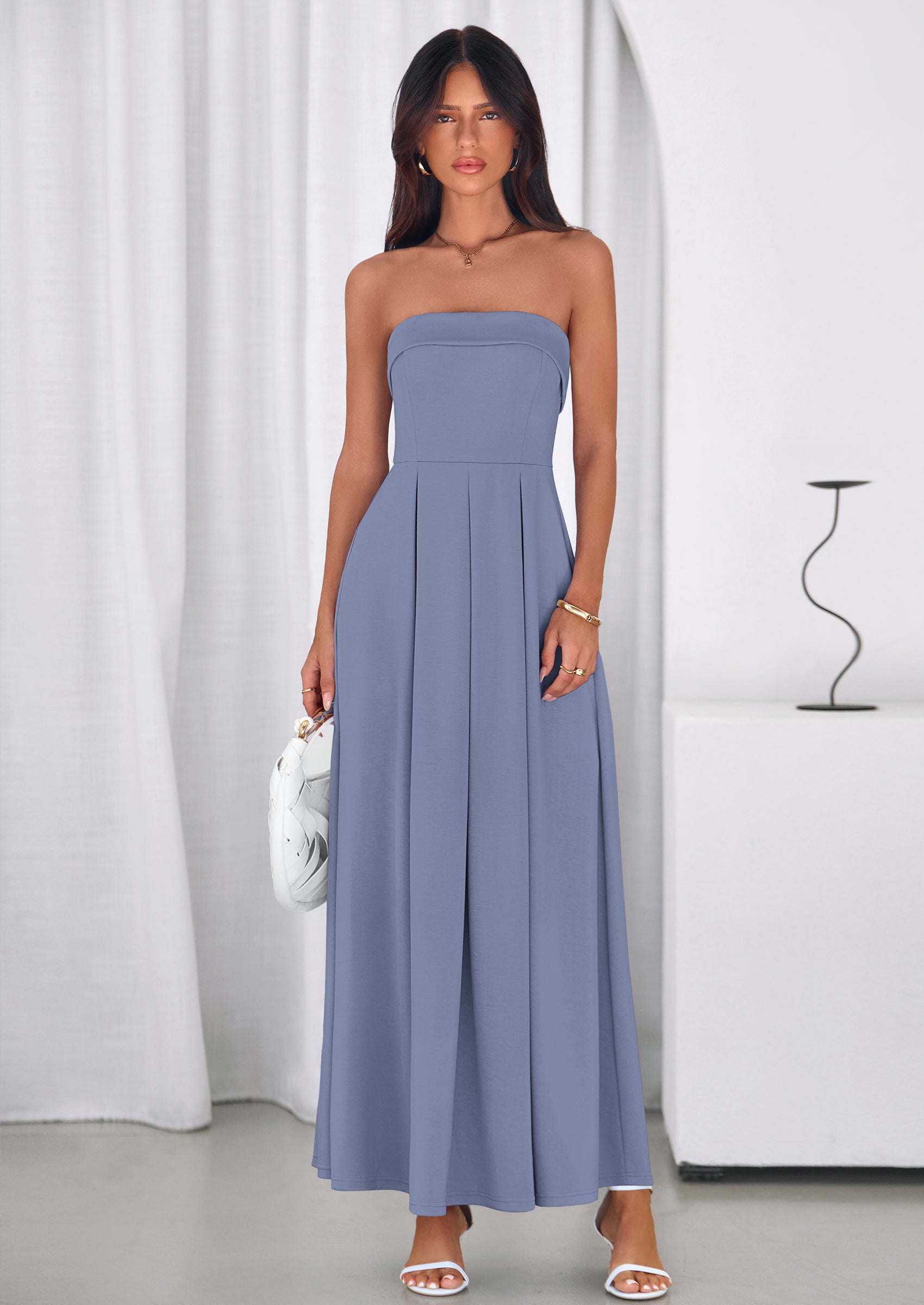 PRETTYGARDEN Cocktail Dresses for Women Summer Formal Elegant Tube Top Strapless Spring Wedding Guest Party Midi Dress PRETTYGARDEN