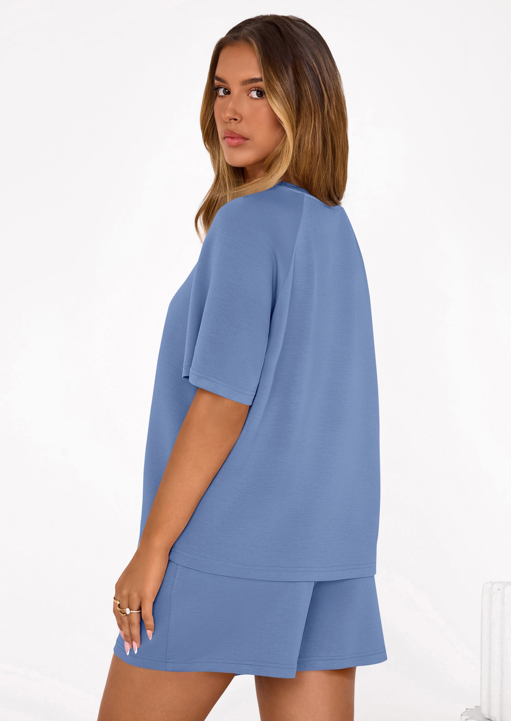 PRETTYGARDEN Women's 2 Piece Lounge Sets Short Sleeve Shirts Casual Tops Shorts Matching Clothing Summer Airport Outfits PRETTYGARDEN