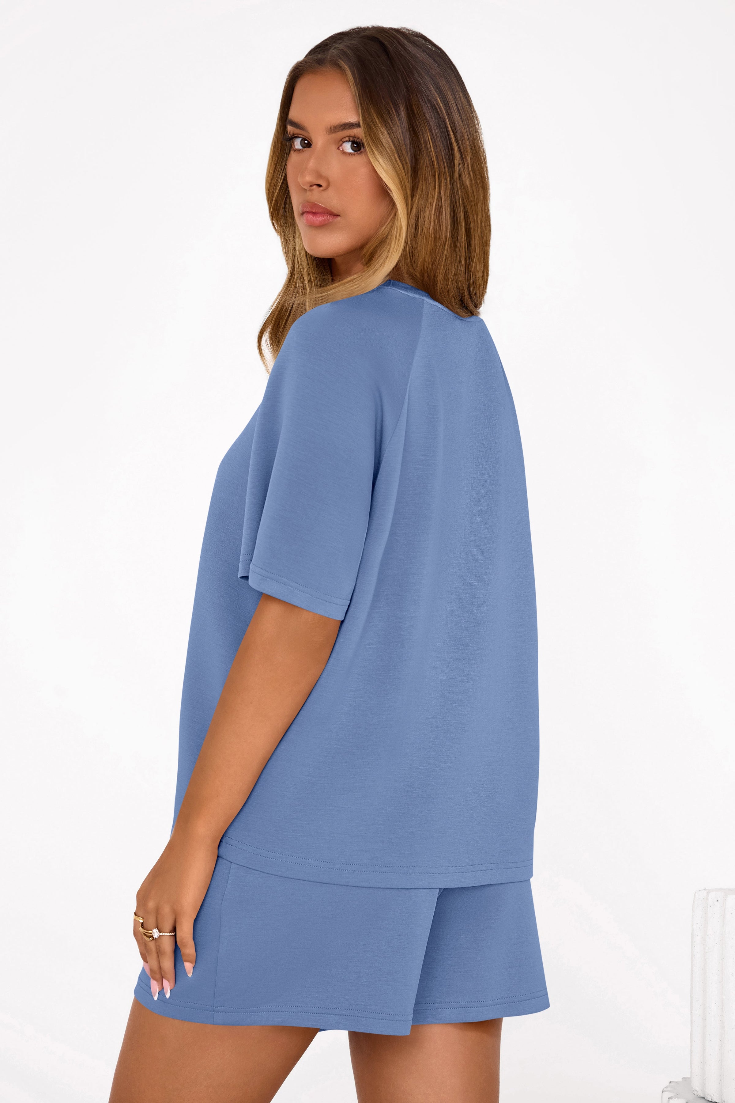 PRETTYGARDEN Women's 2 Piece Lounge Sets Short Sleeve Shirts Casual Tops Shorts Matching Clothing Summer Airport Outfits PRETTYGARDEN