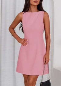 PRETTYGARDEN Womens Formal Short Dresses Summer Sleeveless Boat Neck A Line Elegant Mini Cocktail Party Dress