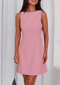 PRETTYGARDEN Womens Formal Short Dresses Summer Sleeveless Boat Neck A Line Elegant Mini Cocktail Party Dress