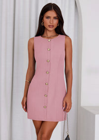 PRETTYGARDEN Work Dresses for Women Spring Business Formal Short Dress Sleeveless Button Down Elegant Office Outfits