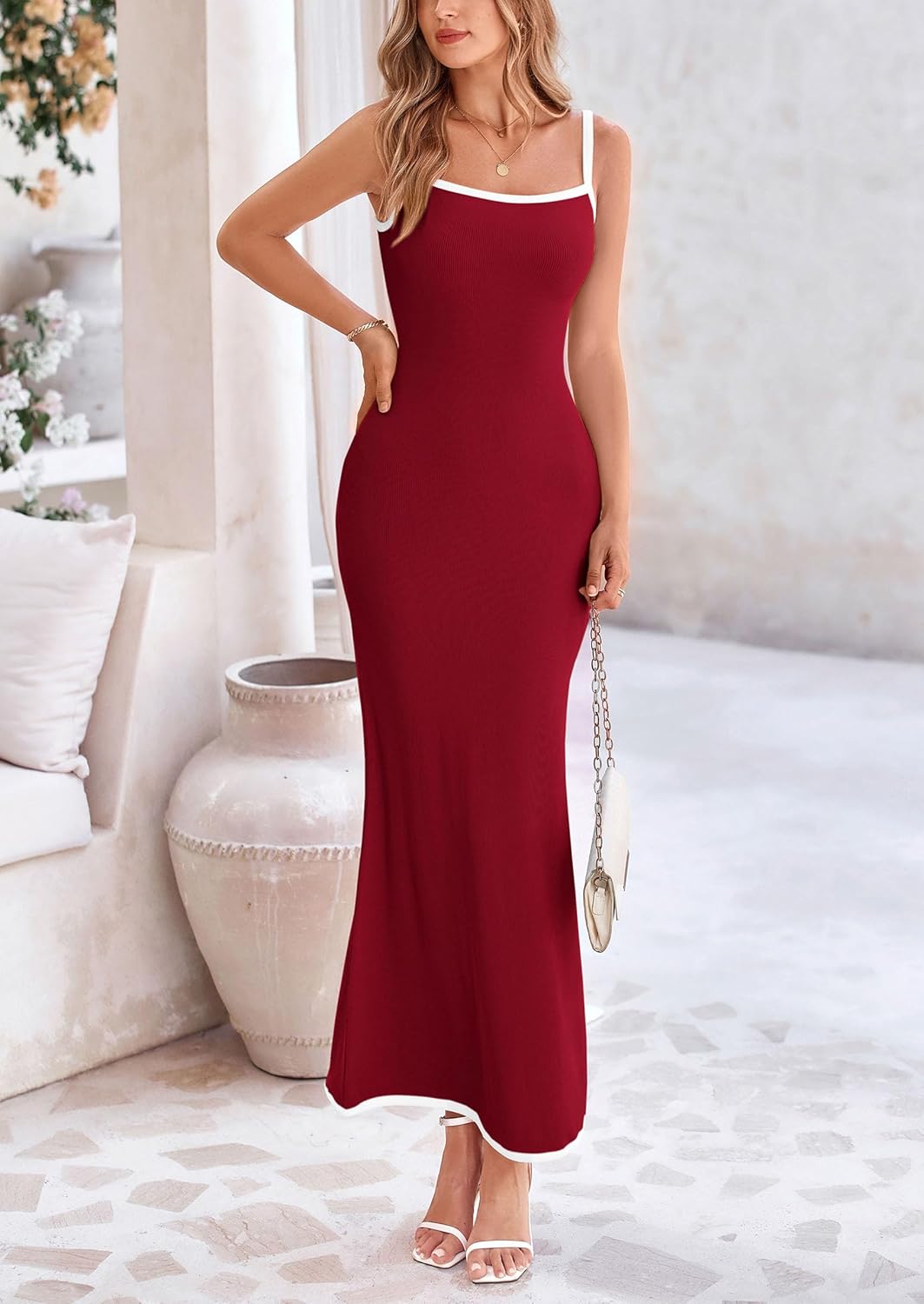PRETTYGARDEN Spring Dresses for Women Summer Resort Wear Sexy Bodycon Sundress Spaghetti Strap Vacation Maxi Dress