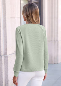 PRETTYGARDEN Long Sleeve Shirts for Women Waffle Knit Tops Fall Fashion Dressy Casual Loose Tunic Blouse Winter Clothing