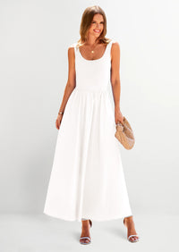 PRETTYGARDEN Womens Summer Casual Scoop Neck Sleeveless Long Dresses Tank Top Patchwork Aline Swing Maxi Dress with Pockets