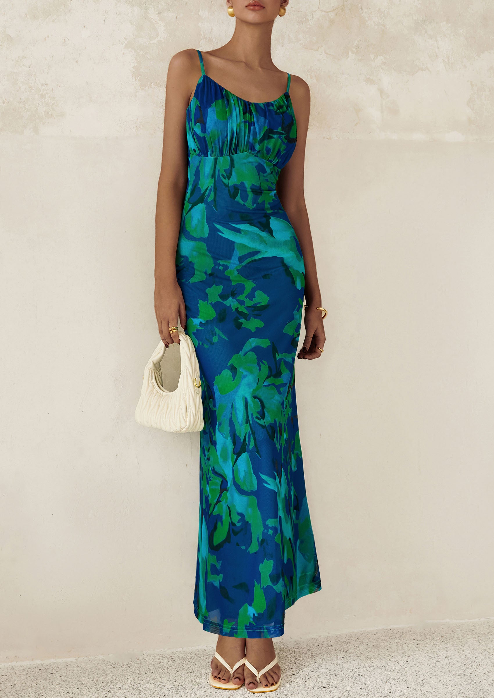 PRETTYGARDEN Women's Bodycon Maxi Dress Floral Sundress Sleeveless Spaghetti Strap Cocktail Party Dress