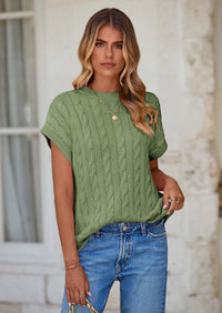 PRETTYGARDEN Women's Sweater Vest Summer Short Sleeve Tops Casual Crewneck Knit Oversized Pullover Trendy Spring Outfits PRETTYGARDEN