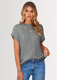 PRETTYGARDEN Women's Sweater Vest Summer Short Sleeve Tops Casual Crewneck Knit Oversized Pullover Trendy Spring Outfits