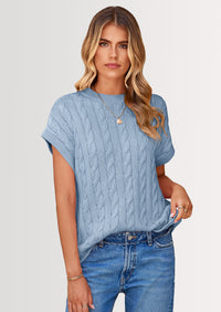 PRETTYGARDEN Women's Sweater Vest Summer Short Sleeve Tops Casual Crewneck Knit Oversized Pullover Trendy Spring Outfits