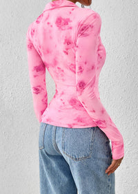 PRETTYGARDEN Women Button Down Floral Shirts Fall Trendy Long Sleeve V Neck Ruched Fitted Mesh Blouse Tops Date Outfits