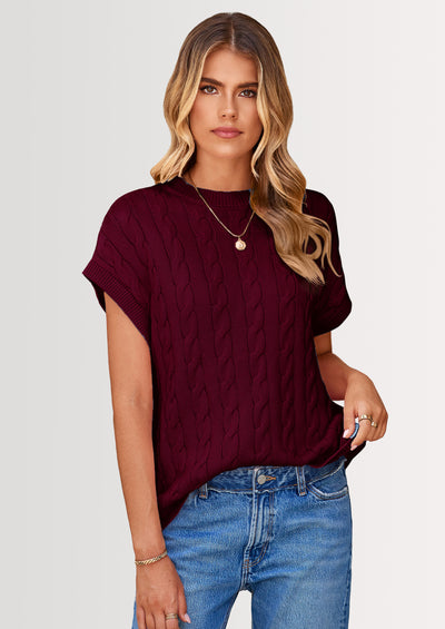 PRETTYGARDEN Women's Sweater Vest Summer Short Sleeve Tops Casual Crewneck Knit Oversized Pullover Trendy Spring Outfits