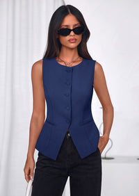 PRETTYGARDEN Womens Vests Top Trendy 2026 Spring Sleeveless Blazer Suit Summer Business Casual Work Button Down Waistcoat PRETTYGARDEN