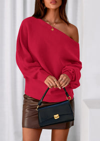 PRETTYGARDEN Women Off The Shoulder Sweater Fall Trendy Long Batwing Sleeve Knit Pullover Going Out Tops Winter Clothing