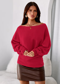 PRETTYGARDEN Women Off The Shoulder Sweater Fall Trendy Long Batwing Sleeve Knit Pullover Going Out Tops Winter Clothing