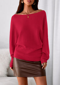 PRETTYGARDEN Women Off The Shoulder Sweater Fall Trendy Long Batwing Sleeve Knit Pullover Going Out Tops Winter Clothing