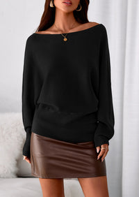 PRETTYGARDEN Women Off The Shoulder Sweater Fall Trendy Long Batwing Sleeve Knit Pullover Going Out Tops Winter Clothing